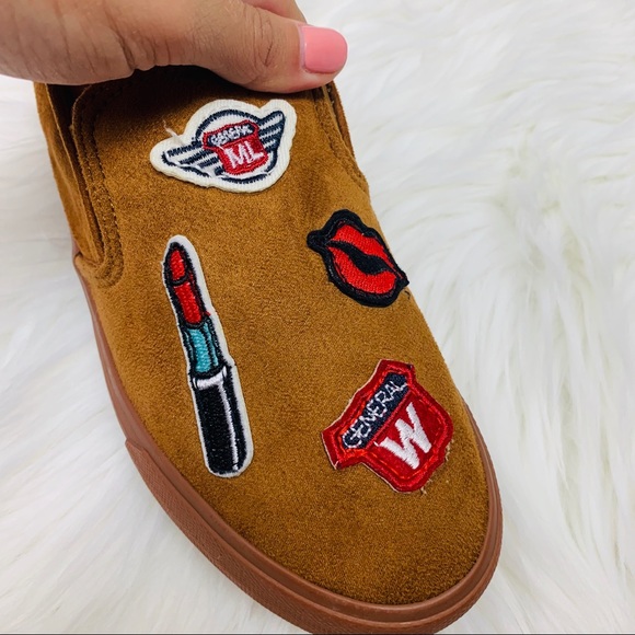 Camel suede patch slip on - Picture 2 of 7